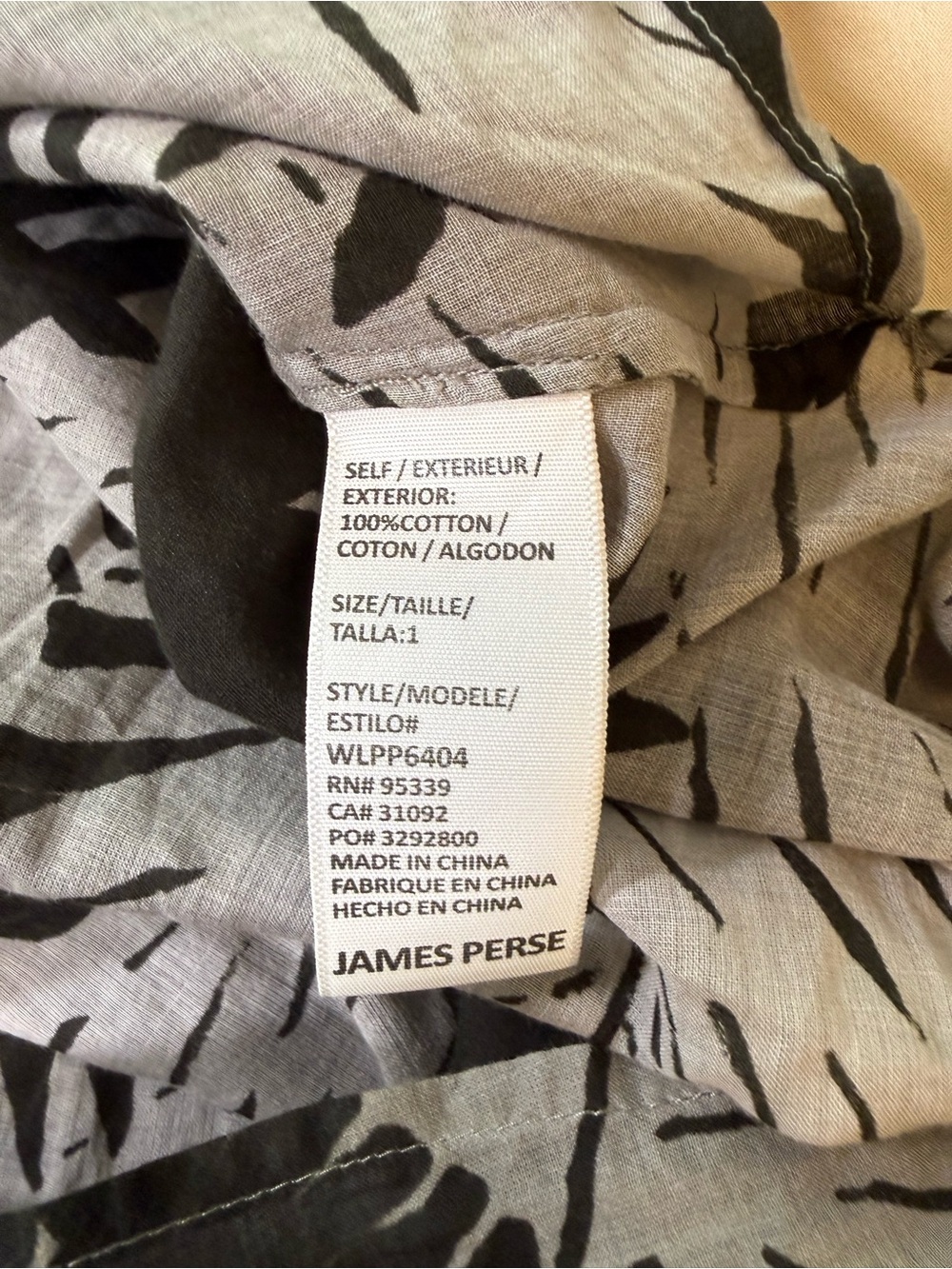 James Perse Black & Gray Leaf-Print V-Neck Maxi Dress, 100% Cotton, size 1/Small - Picture 9 of 10